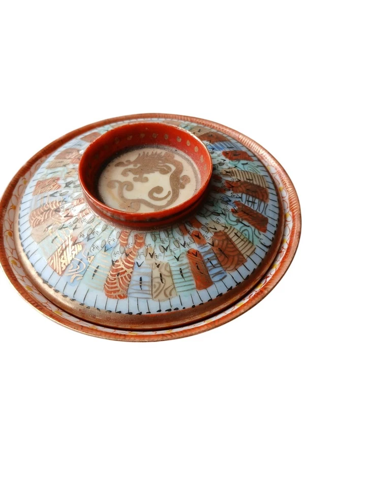 Juego de platos antiguos japoneses vintage de porcelana Kutani de 5" con tapa LEER Foto 2 de 4