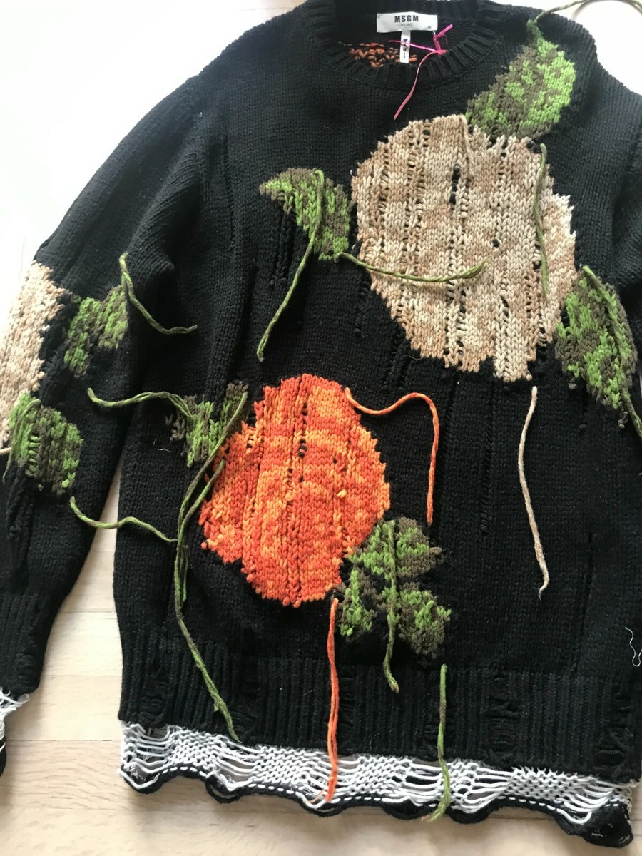 トップス MSGM Damaged Flower Over Knit MSGM Damaged Flower Over Knit