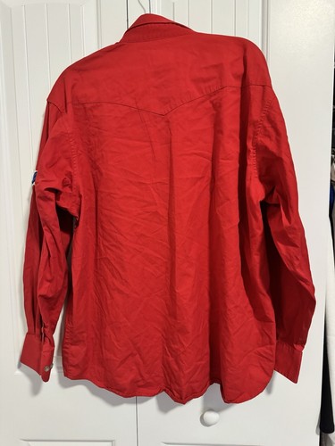 Wrangler Western Hemden Rodeo rot bestickt Herren XL Logo Spruch Taschen - Bild 4 von 4