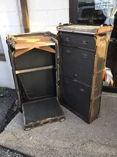 Hartmann Wardrobe Gibraltarized Vintage Antique Cushion Top Trunk Steamer Luggag