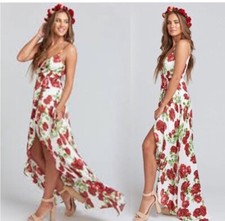 Show Me Your Mumu Women’s Godshaw Goddess Rose Floral Maxi Bridesmaid Dress Med.