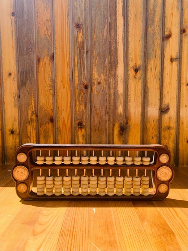 Old 木头 Chinese Wood Inlaid Silver Coin Jade 玉 Carving Counting Frame Abacus 算盘 - 第 12/14 張圖片