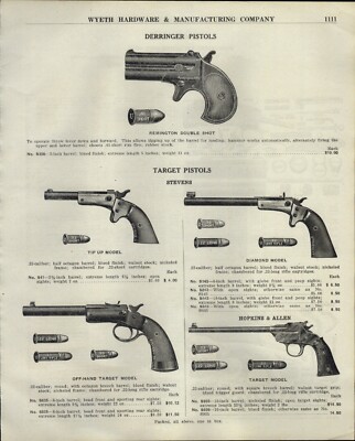 1914 PAPER AD Remington Derringer Double Shot Stevens Off Hand Hopkins Allen