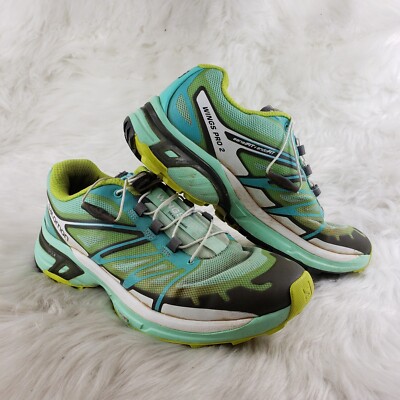 SALOMON Wings Pro II Green Trail Running Shoes Womens Size US 6.5 EUR 38