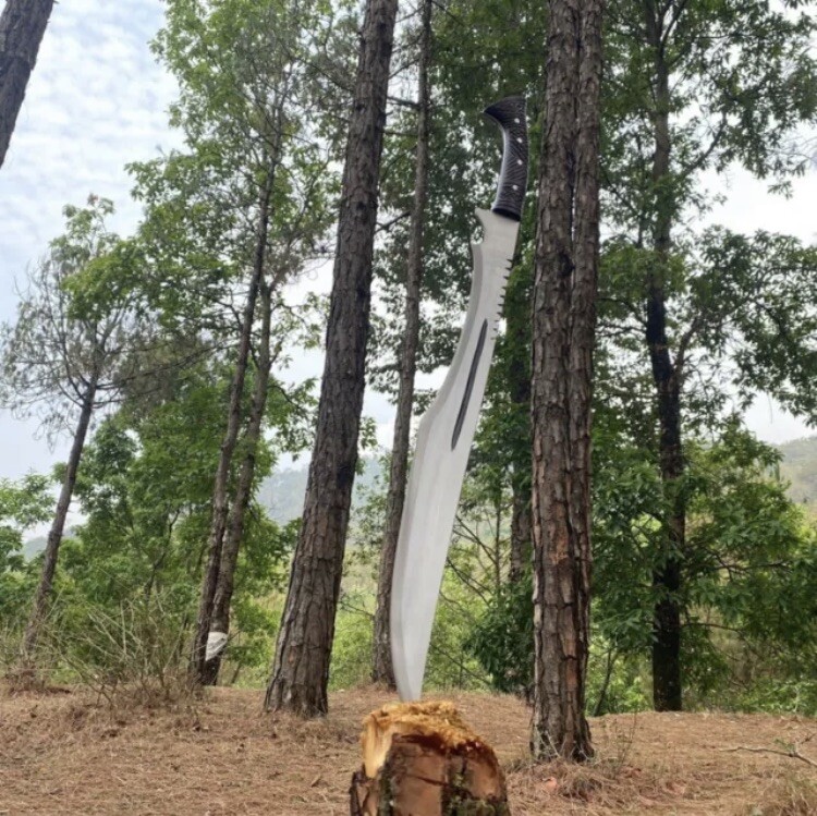 Custom Handmade Carbon Steel Blade Survival Machete Sword| Hunting Sword Camping