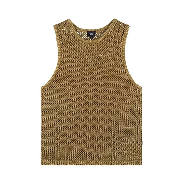 Stussy O'DYED MESH TANK -Khaki