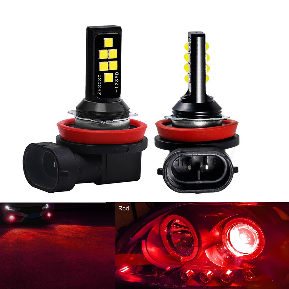 2PC White 30-SMD 4014 880 881 889 H27 LED Replacement Bulbs For Car Fog
