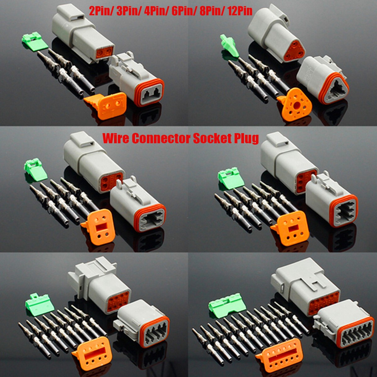 Waterproof Electrical Wire Multi-Pin Connector Socket Plug DT04