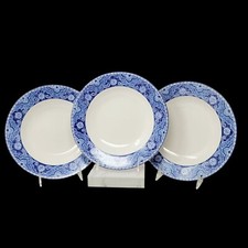 Set of 3 American Atelier Asian Tonile 5025 Rim Soup Bowls Blue and White 9"