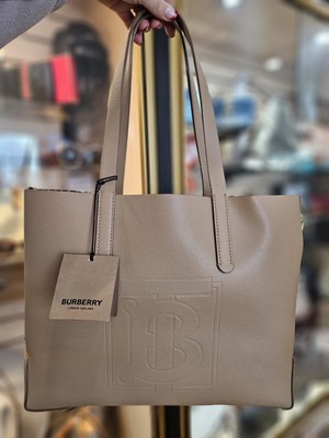 Burberry TB Monogram Embossed Tote in Camel NEW WITH TAGS 