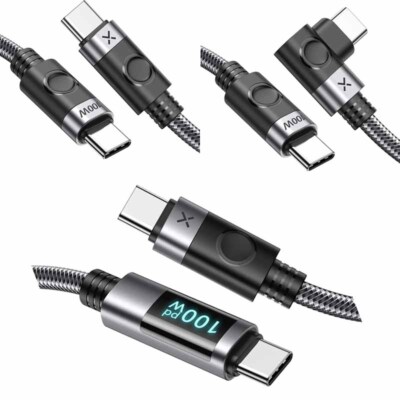PD 100W Schnellladekabel USB C auf USB C Kabel mit Led-Anzeige für MacBook Pro