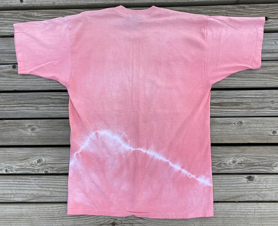 VTG 70s 80s Tie Dye T Shirt Soft Thin Pink Simple Circle Faded Pale Starburst - Image 2 of 4
