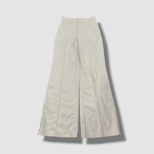 Alice + Olivia Women's White Dylan High Waist Faux-Leather Wide Leg Pants Size 4