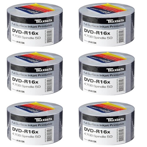 Ritek Traxdata DVD-R 16x White Inkjet Printable 4.7GB Blank DVD Discs 120min Lot - Picture 73 of 144