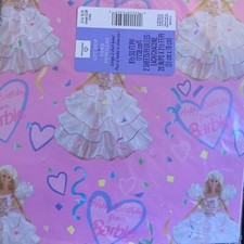 Vintage Barbie Gift Wrap Made in USA Happy Birthday From Barbie Pink8 1/3 Sq Ft
