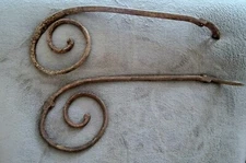 Vintage Metal  Architectural Salvage Large Scroll Hooks Plant/Sign Hanger -Decor