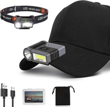 LED Clip-On Cap Lights USB Rechargeable Hands Free Hat Light with Motion Sensor,