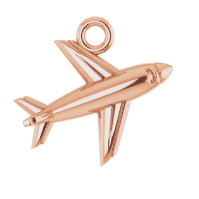 10k 14k 18k Gold-Platinum-Silver 8.2mm Airplane Plane Travel Fly Dangle  Pendant | eBay