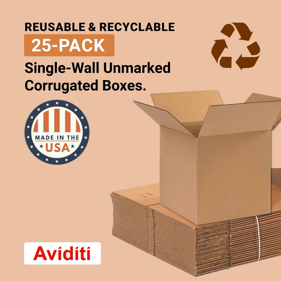 25 Pack 10x10x10 Heavy Duty Kraft Shipping Boxes 65 lbs Capacity Recyclable - Image 3 of 4