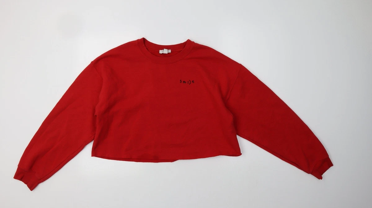 Topshop Womens Red Cotton Pullover Sweatshirt Size L | eBay