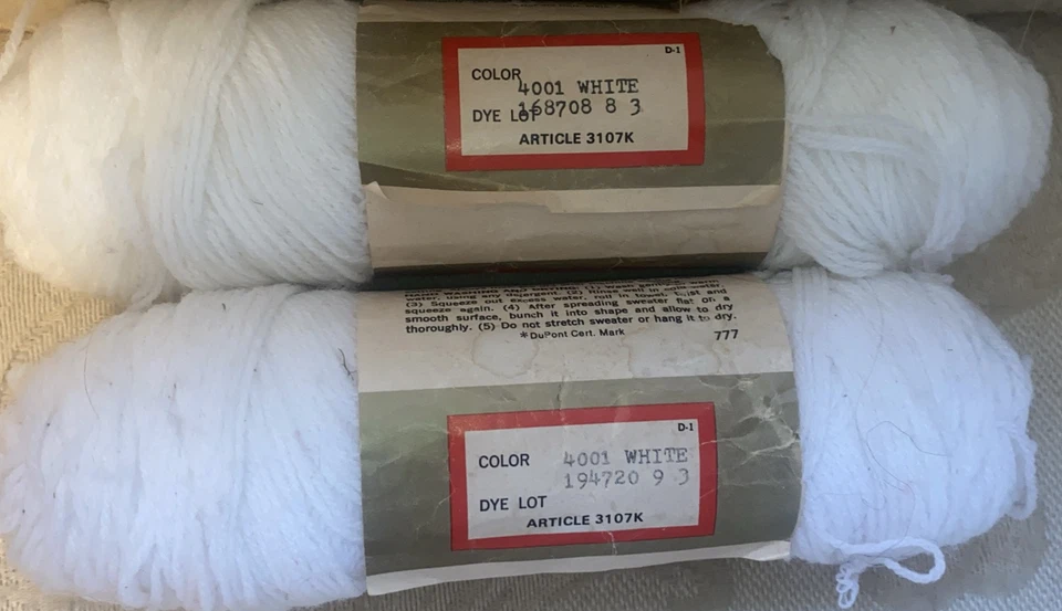 Baby yarn white Kmart Sayelle vintage Orlon Acrylic 3 ply Lot of 2 Skeins USA - Image 3 of 4