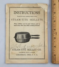 Vintage Steam-Tite Skillet Co.  Instructions and Recipe Book Cincinnati