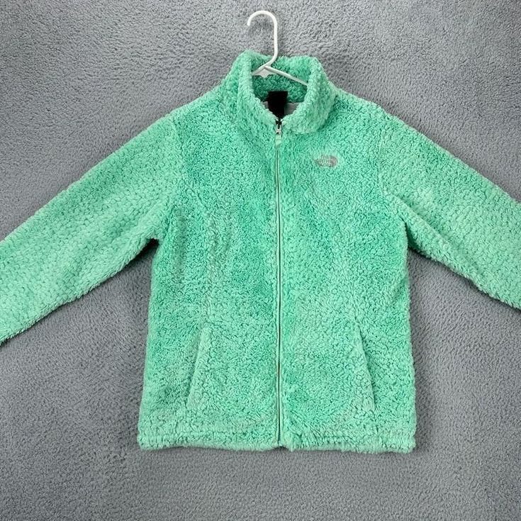 The North Face Soft Fur Jacket Girls XL Womens Small Light Green