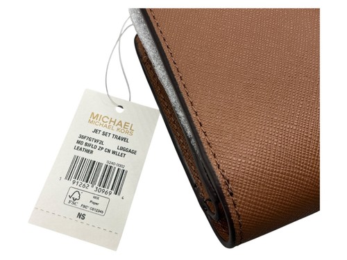 Michael Kors Jet Set Travel Medium Leather Luggage Wallet With Zip Pocket & Snap - Picture 3 of 5