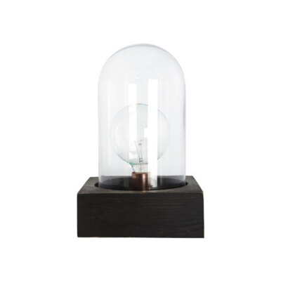 Schwarze Mango Holzsockel Tischlampe von Hausarzt