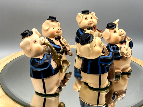 Vintage Pig Orchestra Five Resin Figurines Ornaments - Picture 2 of 11
