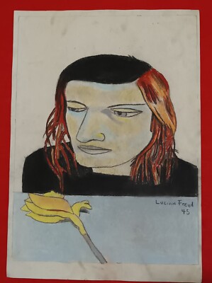 LUCIAN FREUD Drawing On Paper (handmade) Signed And Stamped Vtg Art