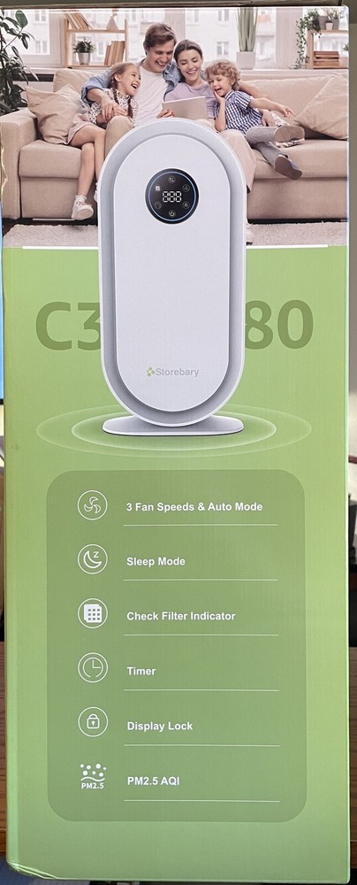 Large Room Air Purifier with H13 True HEPA Filter and Air Quality Monitor