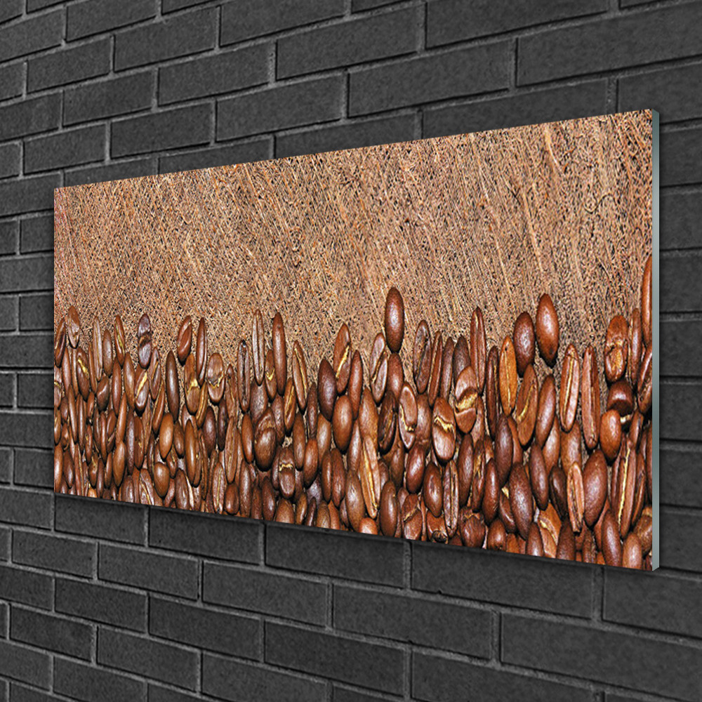 Tableau Café en Grains Impression sur Verre 100x50 pour Ambiance Bistro et Cuisine Moderne