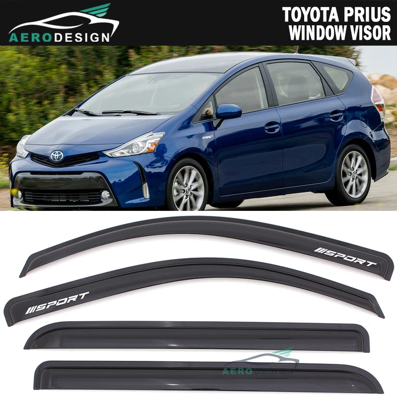 For 12-18 Toyota Prius V Window Visor w/ SPORT Sun Rain Shade Guard Smoke Vent Foto 2 de 2