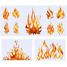 5 Sheets Flame Stencil Airbrush Flame Fire Stencil Fire Reusable Templates Paint