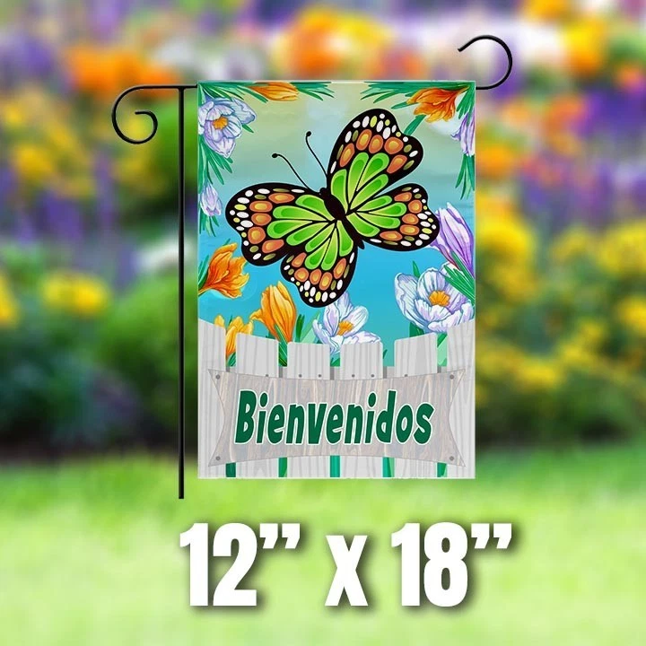 Linda bandera de jardín Bienvenidos 12x18 pulgadas bienvenida patio signo decoración primavera Foto 3 de 4