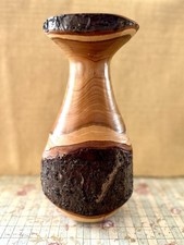 Hand-turned Live Edge Decorative Wood Vase 9.5  