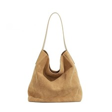 Large Capacity Suede Cowhide Leather Commuter Tote Shoulder Bag