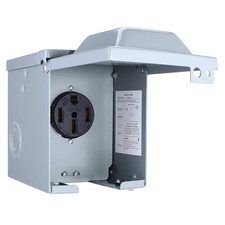 50 Amp 125/250 Volt RV Power Outlet Box, Enclosed Lockable Weatherproof Outdoor