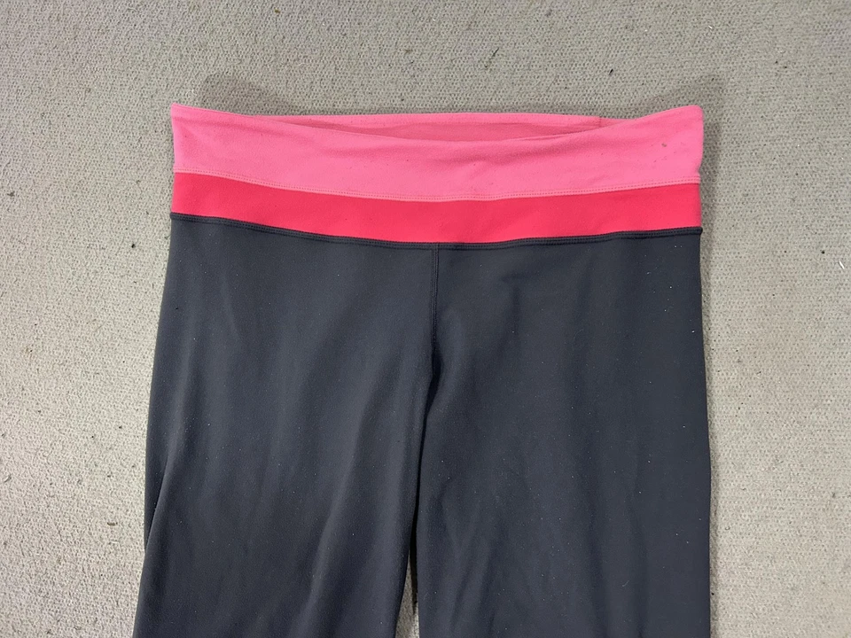 Pantalones Lululemon Mujer 14 Negro Rosa Ranura Acampanada Yoga Plegable Pierna Ancha Y2K Foto 2 de 4