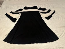 Nina Leonard Black Ivory Smock Dress Cold Shoulder Women’s Size Medium EUC