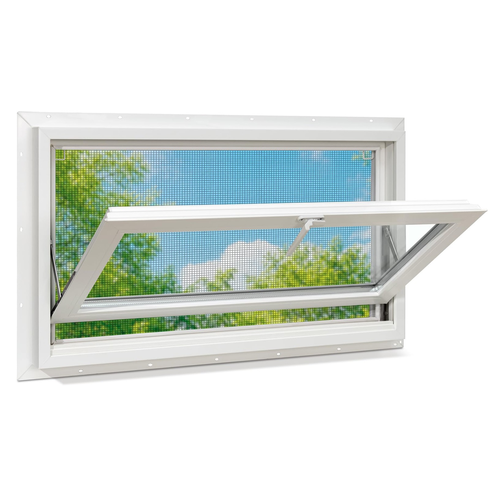 JANASSE Basement Window 32" x 18" White Vinyl Hopper Bathroom 32 x 18,