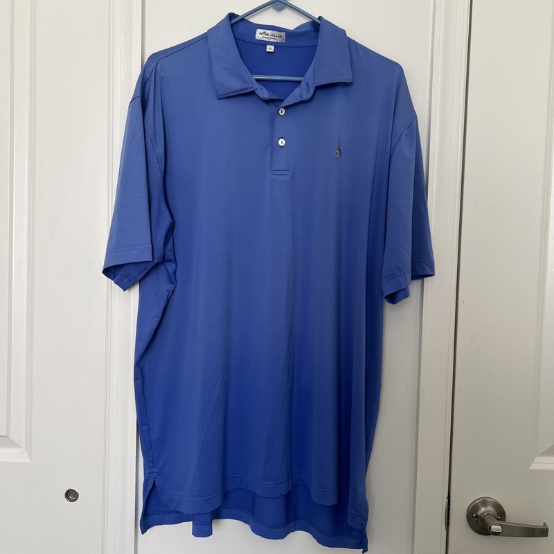 Peter Millar Golf Polo Shirt Mens XL Blue Striped Summer Comfort Short Sleeve
