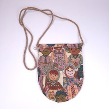 Vintage Tapestry Clutch Shoulder Purse People