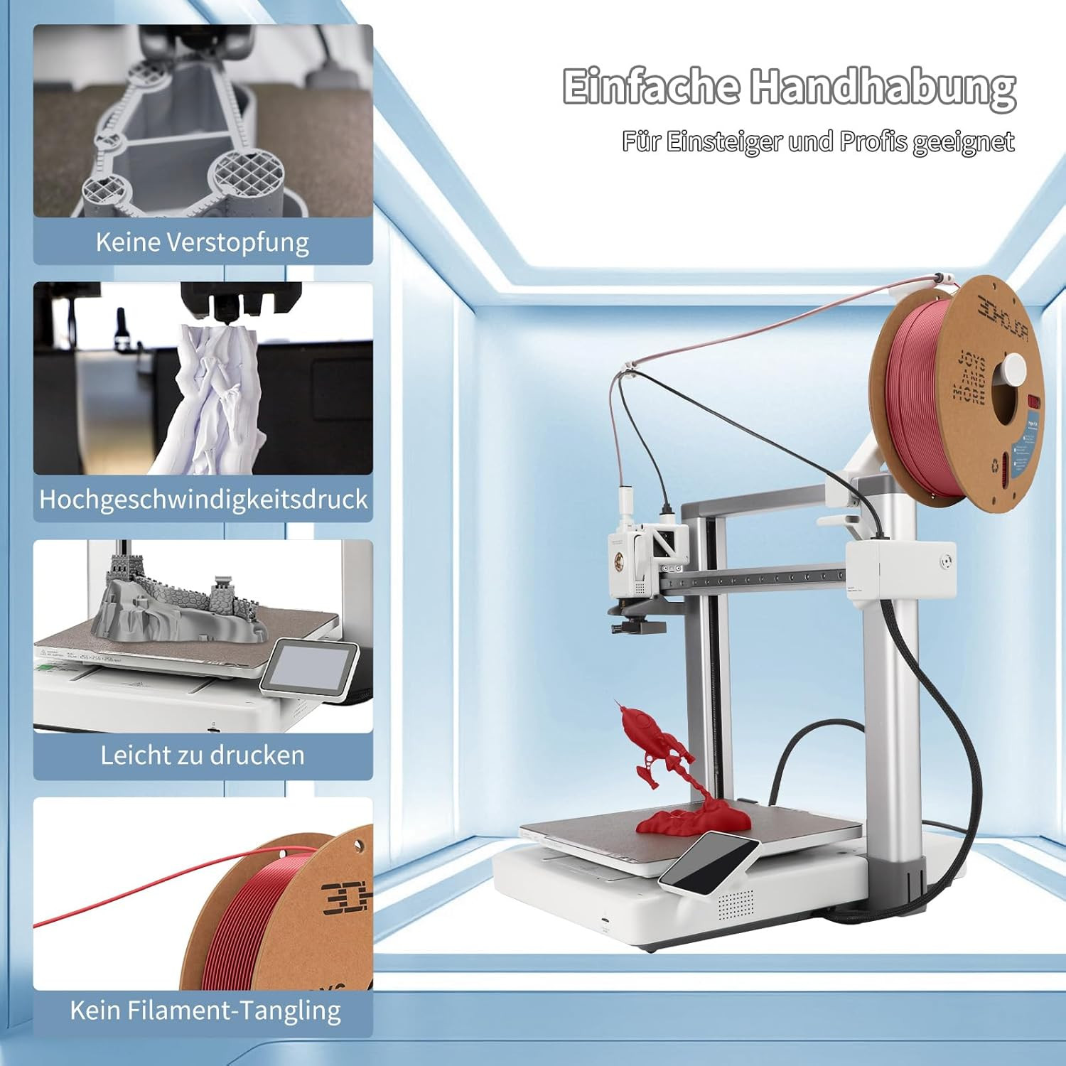PLA Filament 1.75Mm Rot 1KG, 3D Drucker Filament Maßgenauigkeit +/- 0,02 Mm, Fil - Bild 3