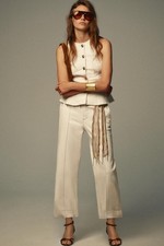 Zara Co Ord Set Topstitched Culottes Wide Cropped Leg Stitched Peplum Waistcoat