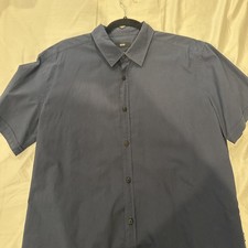 Hugo Boss Men's Navy Button-Down Short Sleeve Lightweight Slim Fit Shirt - XL