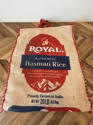 Royal Basmati Rice Jute Tote Bag India Burlap Market Bag Farmhouse Boho Decor