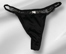 Black Lace Sheer Mesh String Bikini Panties Womens M NOS
