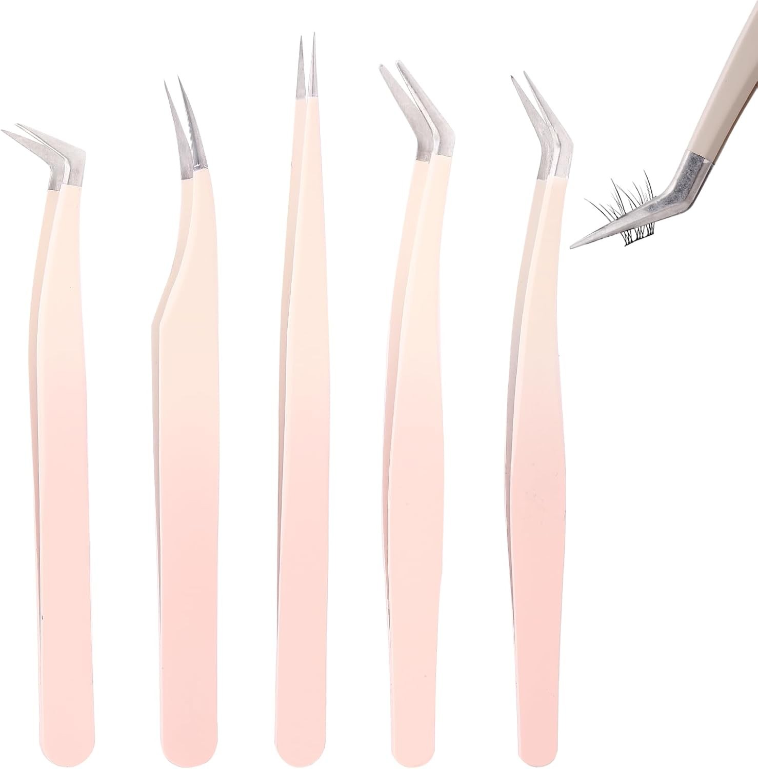 5 Pcs Lash Extension Tweezers, Lash Tweezers for Eyelash Extension, Straight and